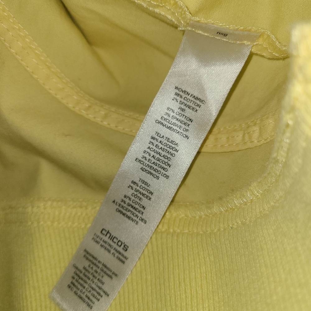 Chico's Yellow Jacket Coat with Collared Neckline and 3/4 Sleeves Size 2 - Picture 5 of 16